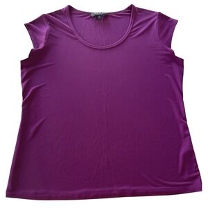 Kasper Separates Womens Raspberry Shell Top Cap Sleeve Scoop Neck Top XL